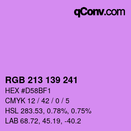Color code: RGB 213 139 241 | qconv.com