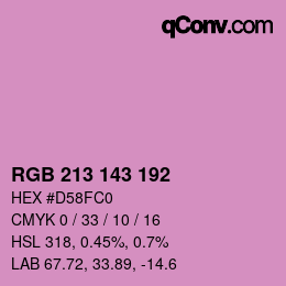 カラーコード: RGB 213 143 192 | qconv.com
