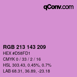 カラーコード: RGB 213 143 209 | qconv.com