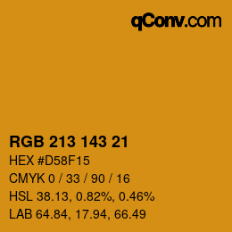 Color code: RGB 213 143 21 | qconv.com