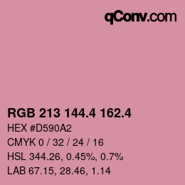 カラーコード: RGB 213 144.4 162.4 | qconv.com