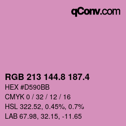 カラーコード: RGB 213 144.8 187.4 | qconv.com