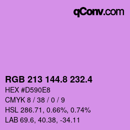 カラーコード: RGB 213 144.8 232.4 | qconv.com