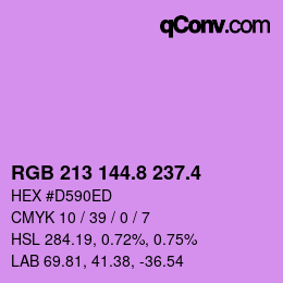 カラーコード: RGB 213 144.8 237.4 | qconv.com