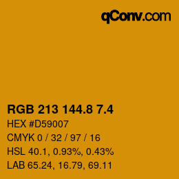 カラーコード: RGB 213 144.8 7.4 | qconv.com