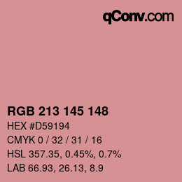 Color code: RGB 213 145 148 | qconv.com