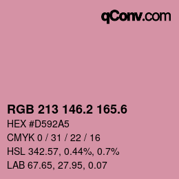 カラーコード: RGB 213 146.2 165.6 | qconv.com