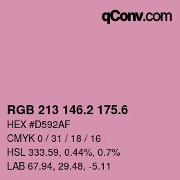 カラーコード: RGB 213 146.2 175.6 | qconv.com