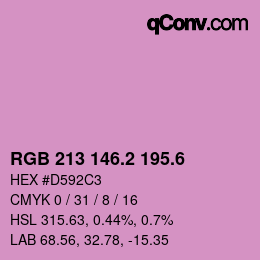 カラーコード: RGB 213 146.2 195.6 | qconv.com