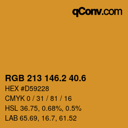 カラーコード: RGB 213 146.2 40.6 | qconv.com