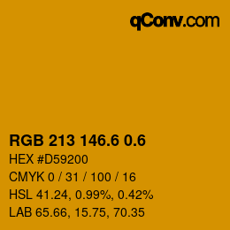 カラーコード: RGB 213 146.6 0.6 | qconv.com
