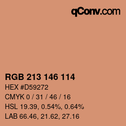 Color code: RGB 213 146 114 | qconv.com