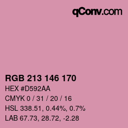 Color code: RGB 213 146 170 | qconv.com