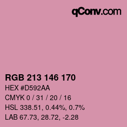 カラーコード: RGB 213 146 170 | qconv.com