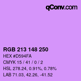 Color code: RGB 213 148 250 | qconv.com