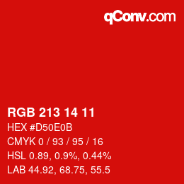 Color code: RGB 213 14 11 | qconv.com