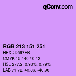 カラーコード: RGB 213 151 251 | qconv.com