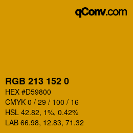 颜色代码: RGB 213 152 0 | qconv.com