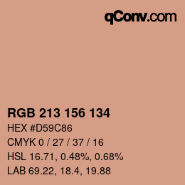 颜色代码: RGB 213 156 134 | qconv.com