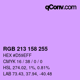 Color code: RGB 213 158 255 | qconv.com