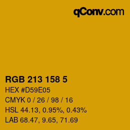 Color code: RGB 213 158 5 | qconv.com