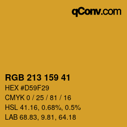 Color code: RGB 213 159 41 | qconv.com