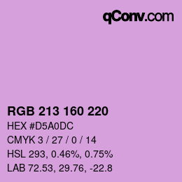 Color code: RGB 213 160 220 | qconv.com