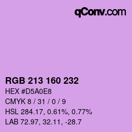 Color code: RGB 213 160 232 | qconv.com