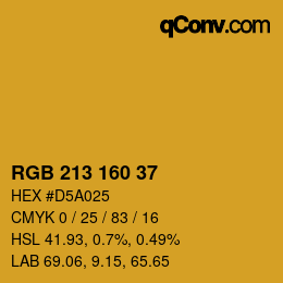 Color code: RGB 213 160 37 | qconv.com