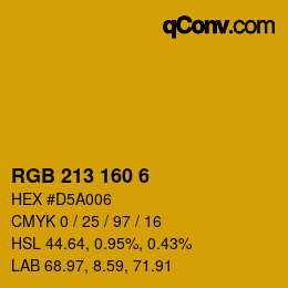 Color code: RGB 213 160 6 | qconv.com