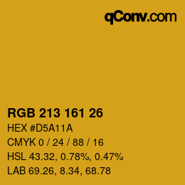 カラーコード: RGB 213 161 26 | qconv.com