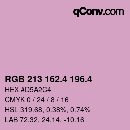 カラーコード: RGB 213 162.4 196.4 | qconv.com