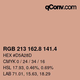 カラーコード: RGB 213 162.8 141.4 | qconv.com