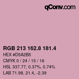 カラーコード: RGB 213 162.8 181.4 | qconv.com