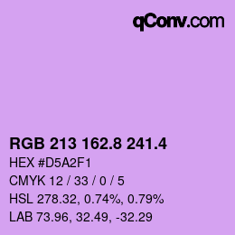 カラーコード: RGB 213 162.8 241.4 | qconv.com