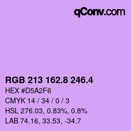 カラーコード: RGB 213 162.8 246.4 | qconv.com
