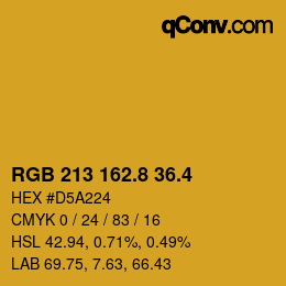 カラーコード: RGB 213 162.8 36.4 | qconv.com