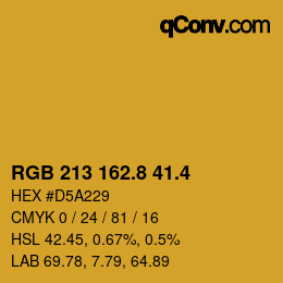 カラーコード: RGB 213 162.8 41.4 | qconv.com