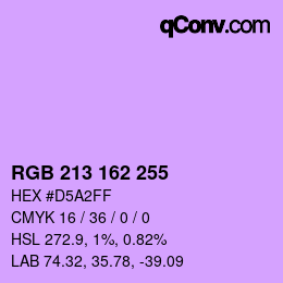 Color code: RGB 213 162 255 | qconv.com