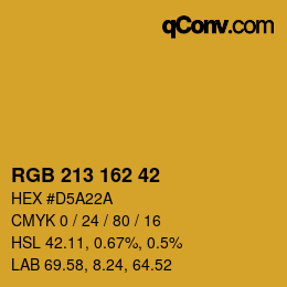颜色代码: RGB 213 162 42 | qconv.com