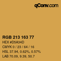 カラーコード: RGB 213 163 77 | qconv.com