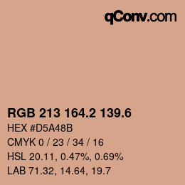 カラーコード: RGB 213 164.2 139.6 | qconv.com