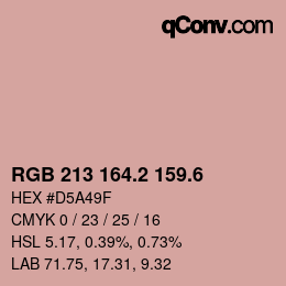 カラーコード: RGB 213 164.2 159.6 | qconv.com