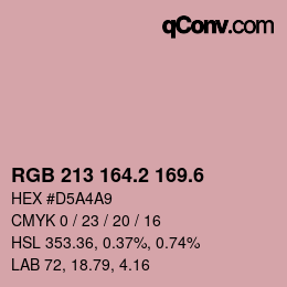 カラーコード: RGB 213 164.2 169.6 | qconv.com