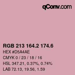 カラーコード: RGB 213 164.2 174.6 | qconv.com