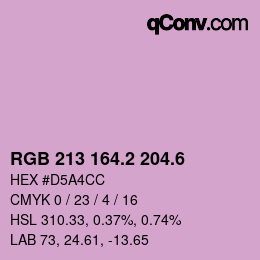 カラーコード: RGB 213 164.2 204.6 | qconv.com
