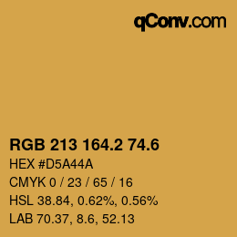 カラーコード: RGB 213 164.2 74.6 | qconv.com