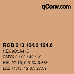 カラーコード: RGB 213 164.6 124.6 | qconv.com