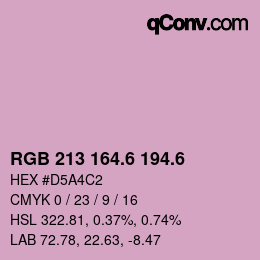 カラーコード: RGB 213 164.6 194.6 | qconv.com