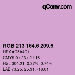カラーコード: RGB 213 164.6 209.6 | qconv.com